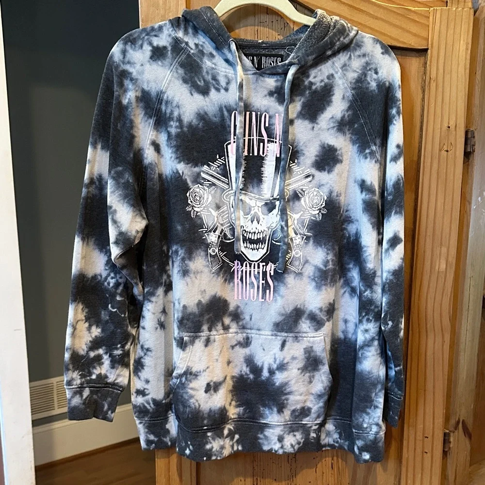 Guns N' Roses Tie-Dye Hoodie - Black and Gray - Picture 1 of 3